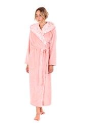 FLORA dlouhý župan s kapucí - Růžová perla, vel. XXL, galerie