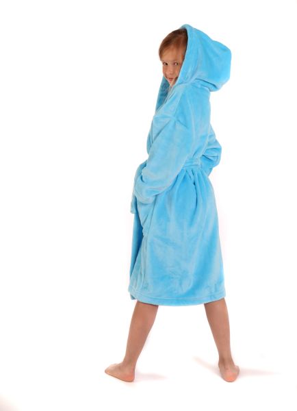 SIENA dětský hebký župan s kapucí, Tyrkysová, vel. 140, galerie