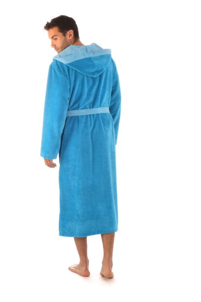 TAMPA DUO dlouhý župan s kapucí - Tyrkysová, vel. XL, galerie