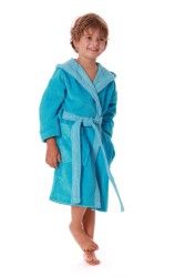 TAMPA DUO dětský župan s kapucí - Tyrkysová, vel. 140, galerie